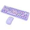 Keyboard Mouse Combo 2.4GHz Wireless Cute Retro 68 Round Keycaps