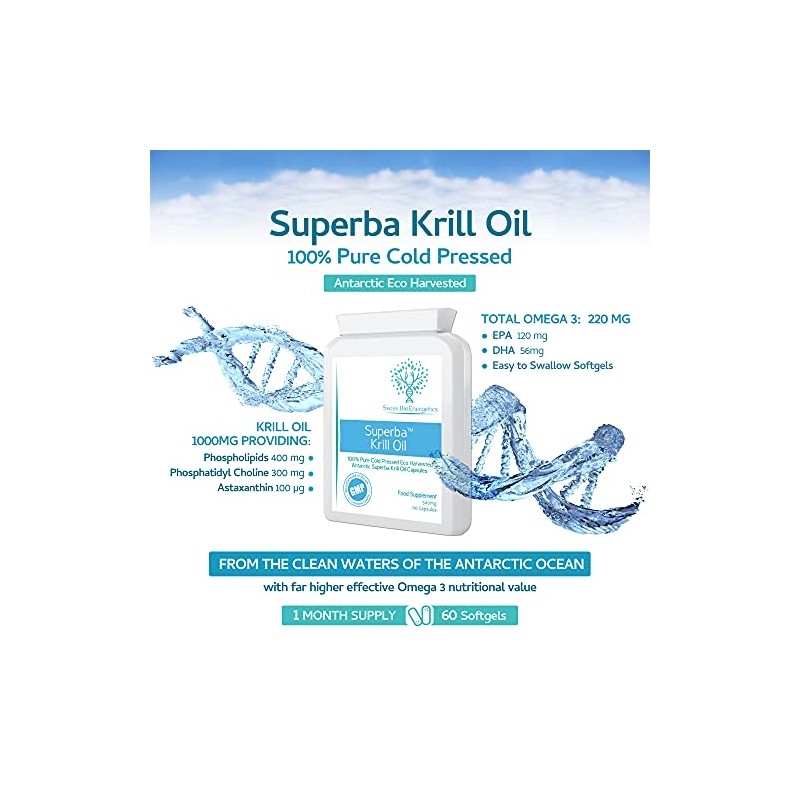 Superba Krill Oil Extract 500mg 60 Capsules - 100% Pure