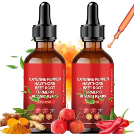Unbranded Cayenne Pepper Hawthorn Beet Root Turmeric Vitamin K2+D3 Liquid Drops 60ML