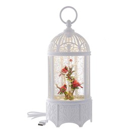 Kurt S. Adler 10.25-Inch Battery-Operated LED Swirl Cardinals in Water Bird Cage
