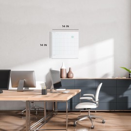 U Brands Square Magnetic Dry Erase Calendar White Board, 14" x 14", Frameless, Includes Marker and Magnet