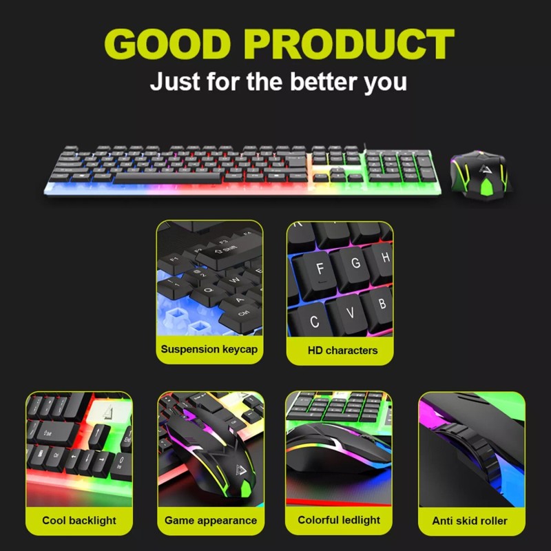 DONWELL GT100 Wired Gaming Keyboard Mouse Kits with Mechanical Feel