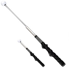 Retractable Golf Swing Trainer with Click Feedback - Right-Handed Grip & Tempo Corrector for Indoor/Outdoor Practice, Warm-up and Chipping Training