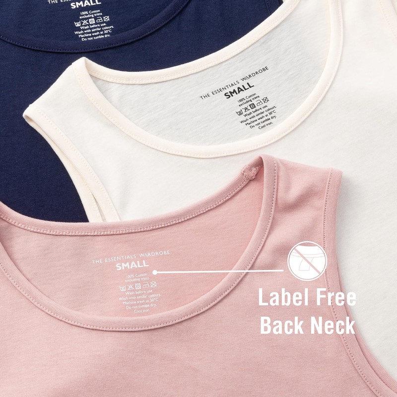 The Essentials Wardrobe Ladies TEW 3 Pack Vest - Navy