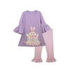 Bonnie Jean Lavender Pink Geo Foil Dot Easter Bunnies Ruffled