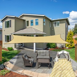 Shadespeare Heavy Duty 18' x 20' Rectangular Beige Sun Shade Sail – 260 GSM Commercial Grade, UPF50+ UV Protection, Strong, Stylish, Built to Last with Custom Sizes 5-Year Warranty