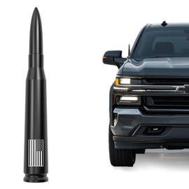 American Flag Car Truck Bullet Antenna for GM Chevy Silverado GMC Sierra 1500 2500 3500 HD Avalanche Denali, Anti Theft Design & Carwash Safe, Pickup Trucks Accessories (Black)