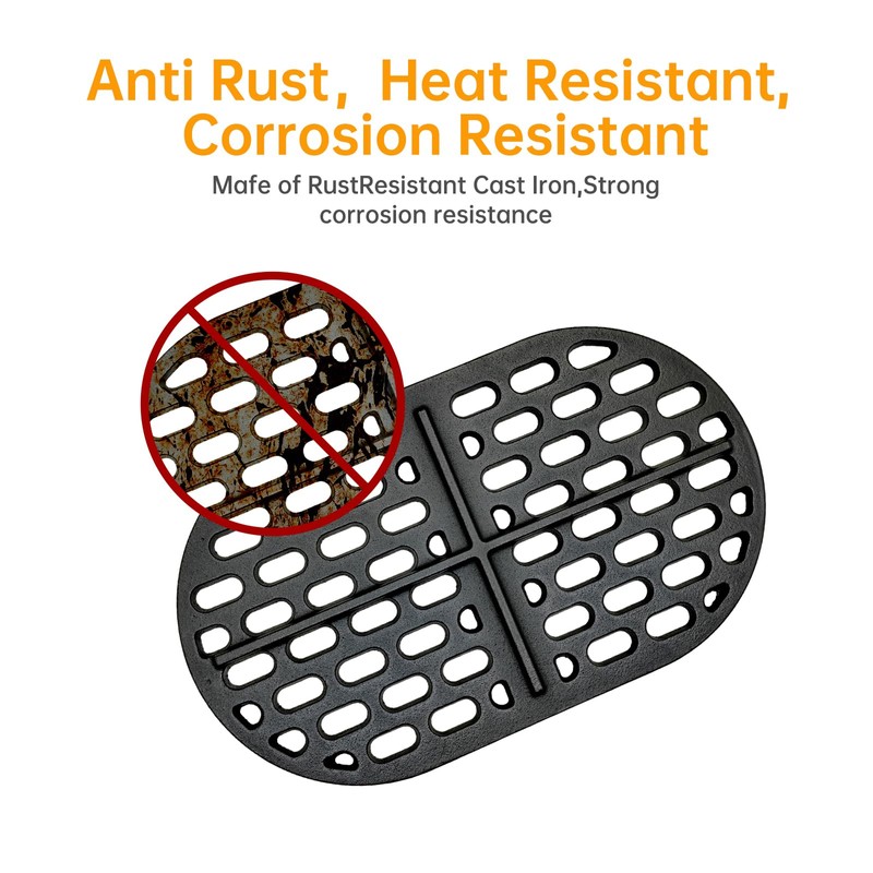 NEURARC Cast Iron Cooking Grates with Divider for Primo Oval