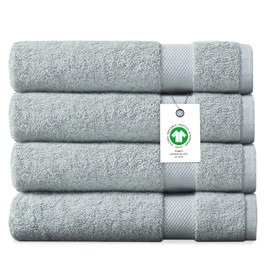 Delara Organic Cotton Luxuriously Plush Bath Sheet Pack of 4 | GOTS & OEKO-TEX Certified | Premium Hotel Quality Towels | Feather Touch Technology|650 GSM Long Staple|Soft, Quick Dry & Ultra-Absorbent