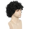yuehong Short Curly Black Mens Wig Anime Cosplay Fashion Daily