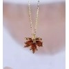 Unbranded Red Maple Leaf In Gold Necklace - Red Amber