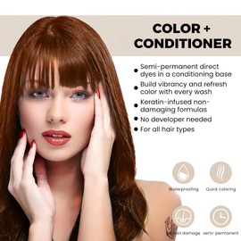 Luxecolors Depositing Hair Dye Conditioner, Semi Permanent Reflesh Hair Color Conditioner, Non-foaming Hair Coloring, Cruelty-free 5.28 fl.oz (Copper)