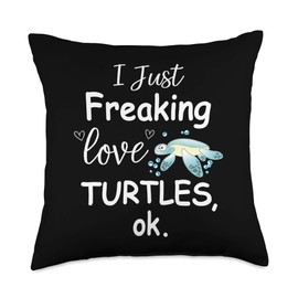 Sea Turtle Gifts For Men Women I Just Freaking Love Ok Animal Sea Turtle Lover Gift Throw Pillow, 18x18, Multicolor