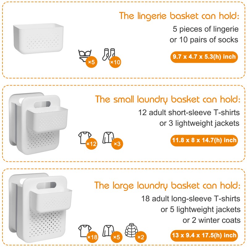 15L (4 Gallon) Compact Collapsible Laundry Basket - with Hanging