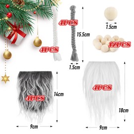 BOFUNX Pack of 8 Gnome Beards for Crafts with 12 Wooden Beads and 8 Pieces Dwarf Braids Christmas Gnome Beards Christmas Gnome Accessories DIY Craft Supplies