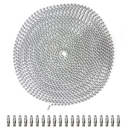 Beaded Pull Chain Extension, BetterJonny 3.2mm Diameter Silver Stainless Steel Roller Ball Chains 19.6 Feet Roller Blind Beaded Pull Chain Extension with 20 Matching Connector for Jewelry Making