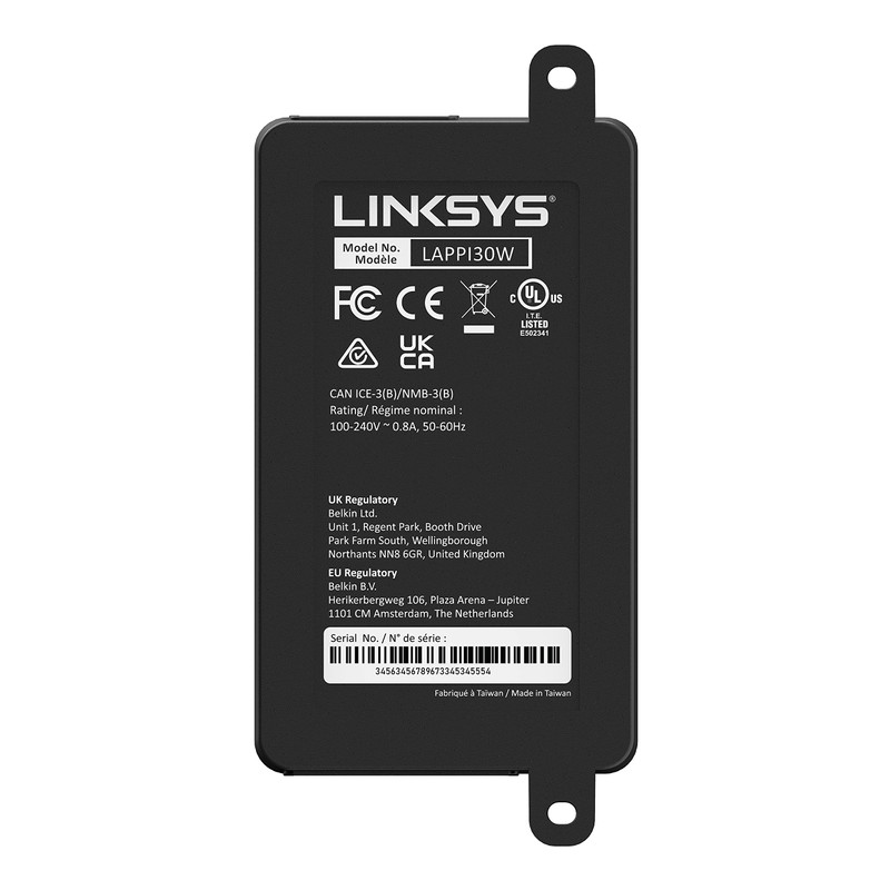 Linksys Gigabit Power Over Ethernet Plus Injector, 30W PoE+ Power