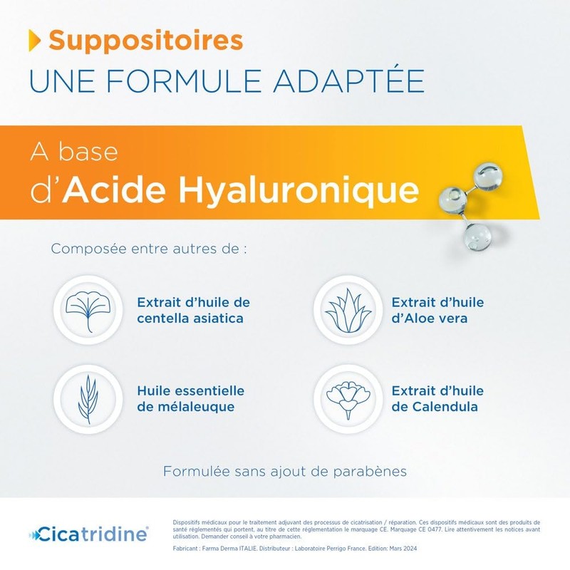 HRA Pharma HRA Pharma Cicatridine Hyaluronic Acid 10 Suppositories