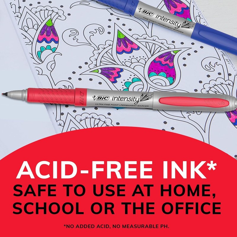 BIC Intensity Black Permanent Markers, Ultra Fine Point, 12-Count Pack