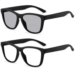 mincl Transition Sunglasses Photochromic Bifocal Reading Glasses for Men Stylish Sports Computer Readers Anti Eyestrain & Glare (black, 1.75x)