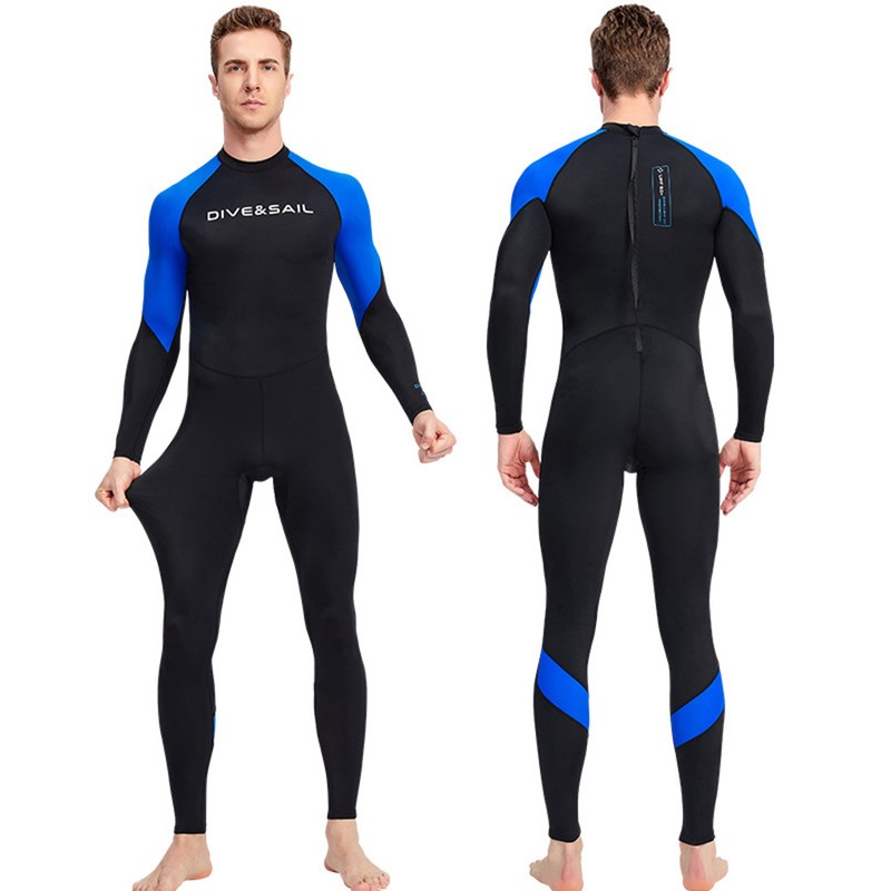 Men One Piece Swimsuit with Back Zipper Quick Dry Long