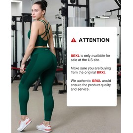 BRXL Butt Lifting Workout Leggings for Women Tummy Control High Waist Seamless No Front Seam Gym Yoga Running Leggings Dark Green L