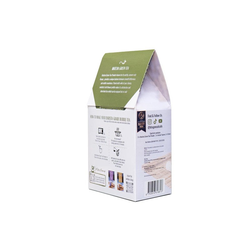 Dragon Cat Café Bubble/Boba Tea Kit (Pack of 3) Matcha