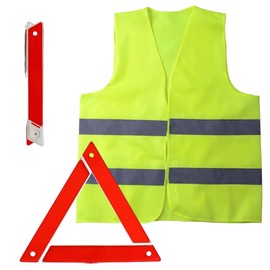 NLONLL 2 In 1 Warning Triangles for Cars Emergency Triangle with Reflective Safety Vest Kit Car Emergency Warning Triangle Foldable Breakdown Triangle for Travel Roadside Breakdown with Storage Case