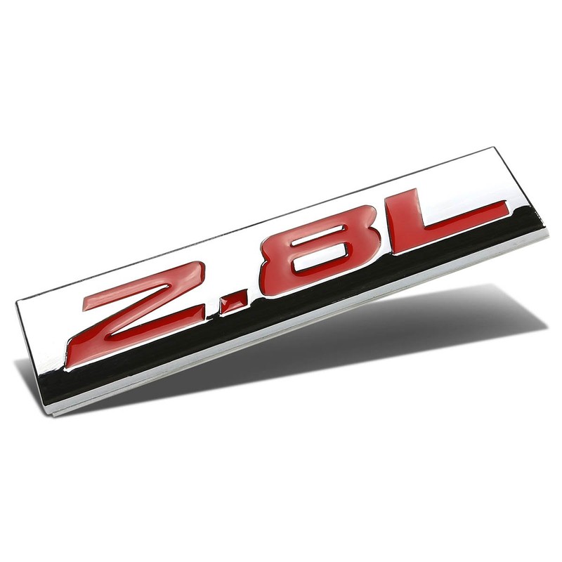 Auto Dynasty Chrome Finish Metal Emblem 2.8L Badge (Red Letter)