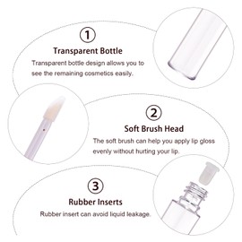 CAIYA 5PCS Empty Lip Gloss Tubes, 10ml Empty Lip Glaze Bottle with Rubber Stoppers, Transparent Refillable Lip Gloss Containers DIY Makeup Lipgloss Making Kit(Gold)