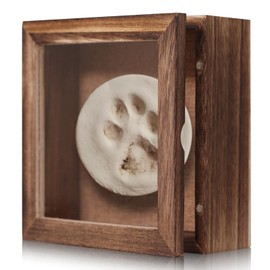 VAULTUSCN Shadow Box Frame 5x5 , Small Shadow Box Frame Display Case with Linen Backing and Push Pins for Memorabilia, Flowers, Medals – Wall Mounted or Tabletop – Rustic Carbonized Brown