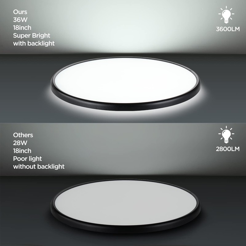 TALOYA 18 Inch Black Flush Mount Led Ceiling Light Fixture
