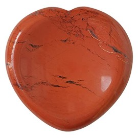 Manekieko Natural Red Jasper Heart Chakra Thumb Worry Stone,Hand Carved Healing Crystal Shaped Stone for Anxiety Stress Relief Meditation