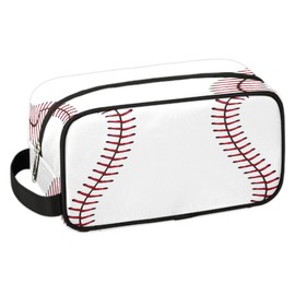 LLCXCSI Kids Travel Toiletry Bag for Boys White Baseball Waterproof Hanging Dopp Kit for Men, Shaving Bag with Large Capacity for Travel, Sports, Shower