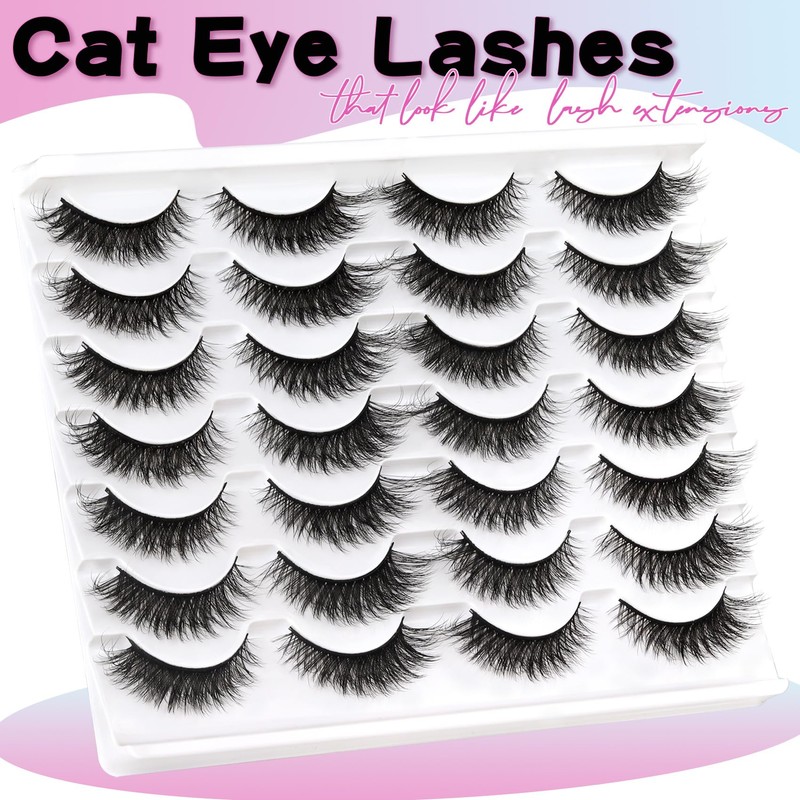 Losha Lashes Fluffy Cat Eye Lashes 14 Pairs 3D False