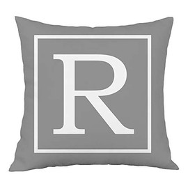 Hangood Alphabet Letter R Cushion Cover 18x18 Soft Plush Throw Pillow Covers 45cm x 45cm R