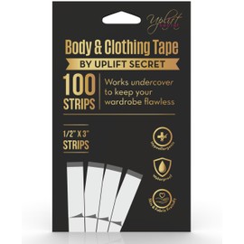 Uplift Secret Fashion Clothing Tape Double Sided - Clear Tape for Clothes, Body, and All Skin Shades (100 Strips)