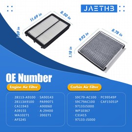 Engine & Cabin Air Filter Kit for Hyundai Santa Fe-2.0L L4 (2019-2020),2.4L L4 (2019-2020); for Kia Telluride-3.8L V6 (2020-2025); Replace: 28113-A9100 S9C79-AC100