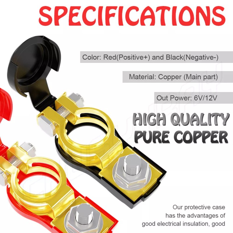 CHUSYYRAY 2 Car Battery Terminal Connector Positive Negative Post Heavy