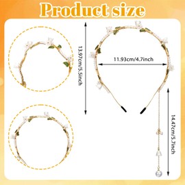 Xyembu Flower Headband for Women Girls Bridal Flower Headband Fairy Accessories Headpiece Bridal Crown Green leaf Headpiece Floral Hair Accessories for Weeding Birthday Party Cosplay