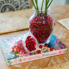 Galashield Marbles for Vases | Glass Marbles Bulk Vase Fillers | Glass Beads for Vases, Round Marble (Red, 1 LB)