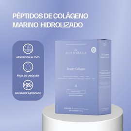 Beauty Collagen - Colágeno Marino Hidrolizado en Péptidos con Ácido Hialurónico, Biotina y Zinc, Polvo Sin Sabor en Sobres Individuales, 12 g por Porc