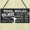 RED OCEAN Funny Tool Rules Garage Man Cave Workshop Shed
