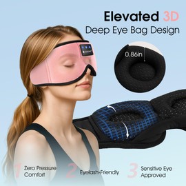 ZUMUSEN Bluetooth Sleep Headphones, 3D Wireless Music Eye Mask with Ultra-Thin Stereo Speakers, Adjustable Sleep Mask for Side Sleepers, Perfect for Travel, Meditation, Relaxation