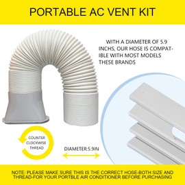 Portable Air Conditioner Kit Hose， Adjustable Window Seal with 5.9 Inch Diameter for Ducting Universal Portable AC Seal Panel for Horizontal/Vertical Window