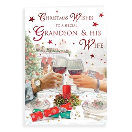 Regal Publishing Traditional Christmas Card Grandson & Wife - 9 x 6 inches, C85416
