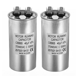 PATIKIL 40uF ±5% 40MDF 370/440V AC Fan Start Capacitor,2Pcs CBB65 Circular Run Capacitor for AC Motor Run Air Conditioner Cool Heat Pump Condenser Straight