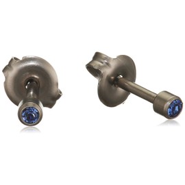 Pure Grey 421309 Unisex Stud Earrings Titanium Zirconia Blue Brilliant Cut, Titanium, Cubic Zirconia