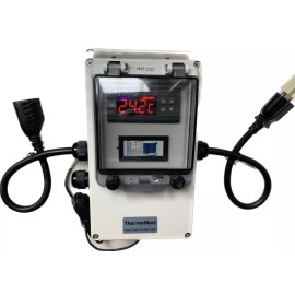 ThermoMart Plug & Play Waterproof Temperature Controller Thermostat 20Amp/120VAC Heat/Cool - With Waterproof Cover