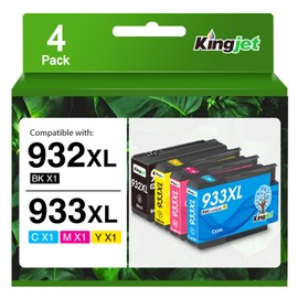 KINGJET 932XL 933XL Multipack Printer Cartridges Compatible with HP 932 XL 933 XL Cartridges for HP Officejet 6600 6700 7612 7510 7110 6100 7610